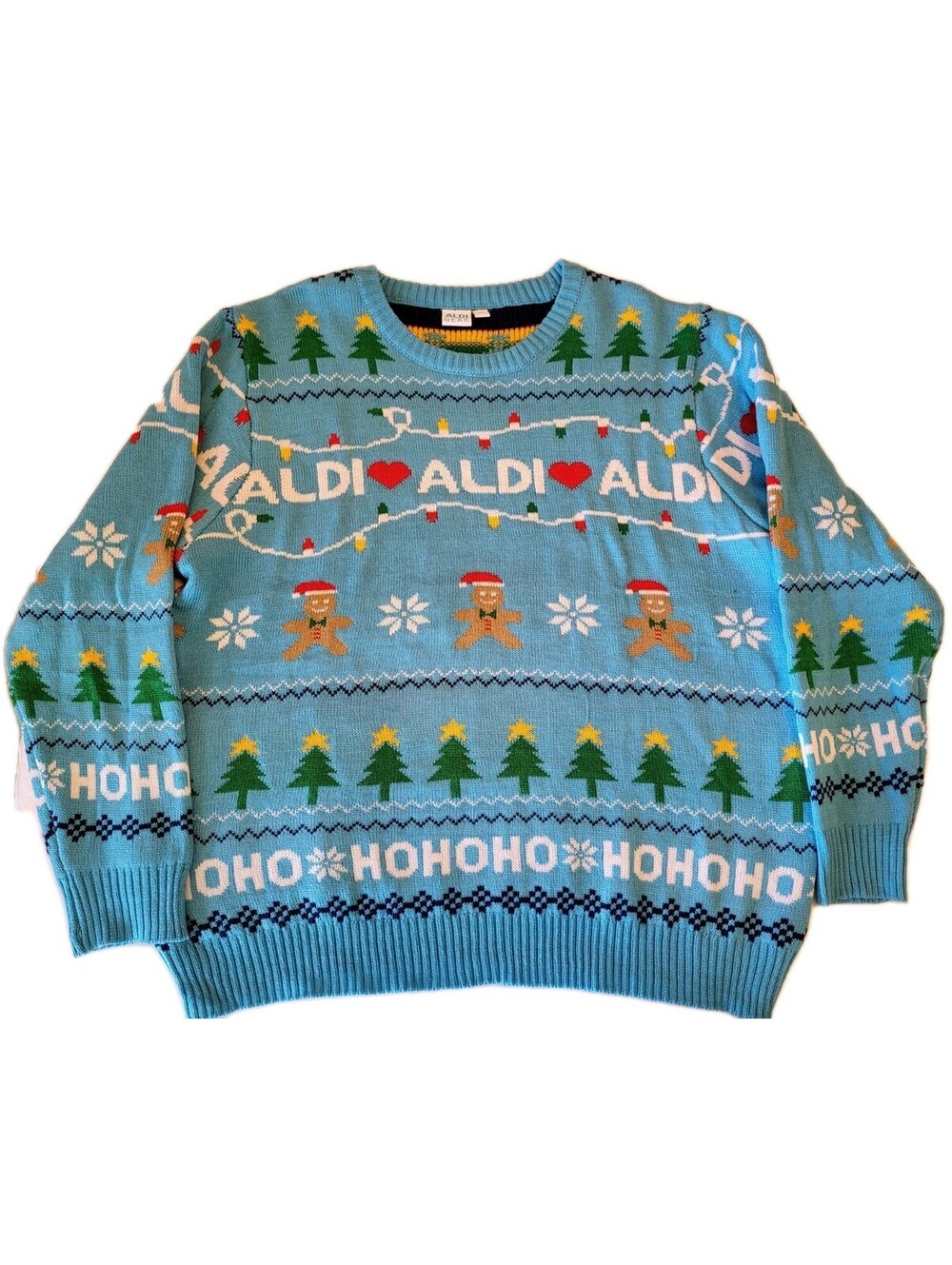 Aldi Gear Unisex Sz X-Large Blue Crew Neck Long Sleeve Ugly Christmas Sweater